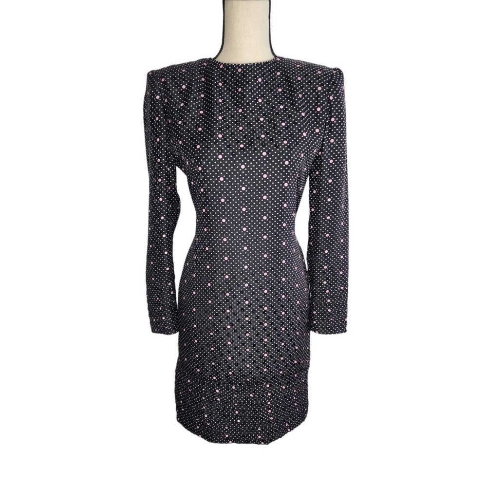 Saks Fifth Avenue David Hayes Silk Polka Dot Midi Vintage Dress Size 8